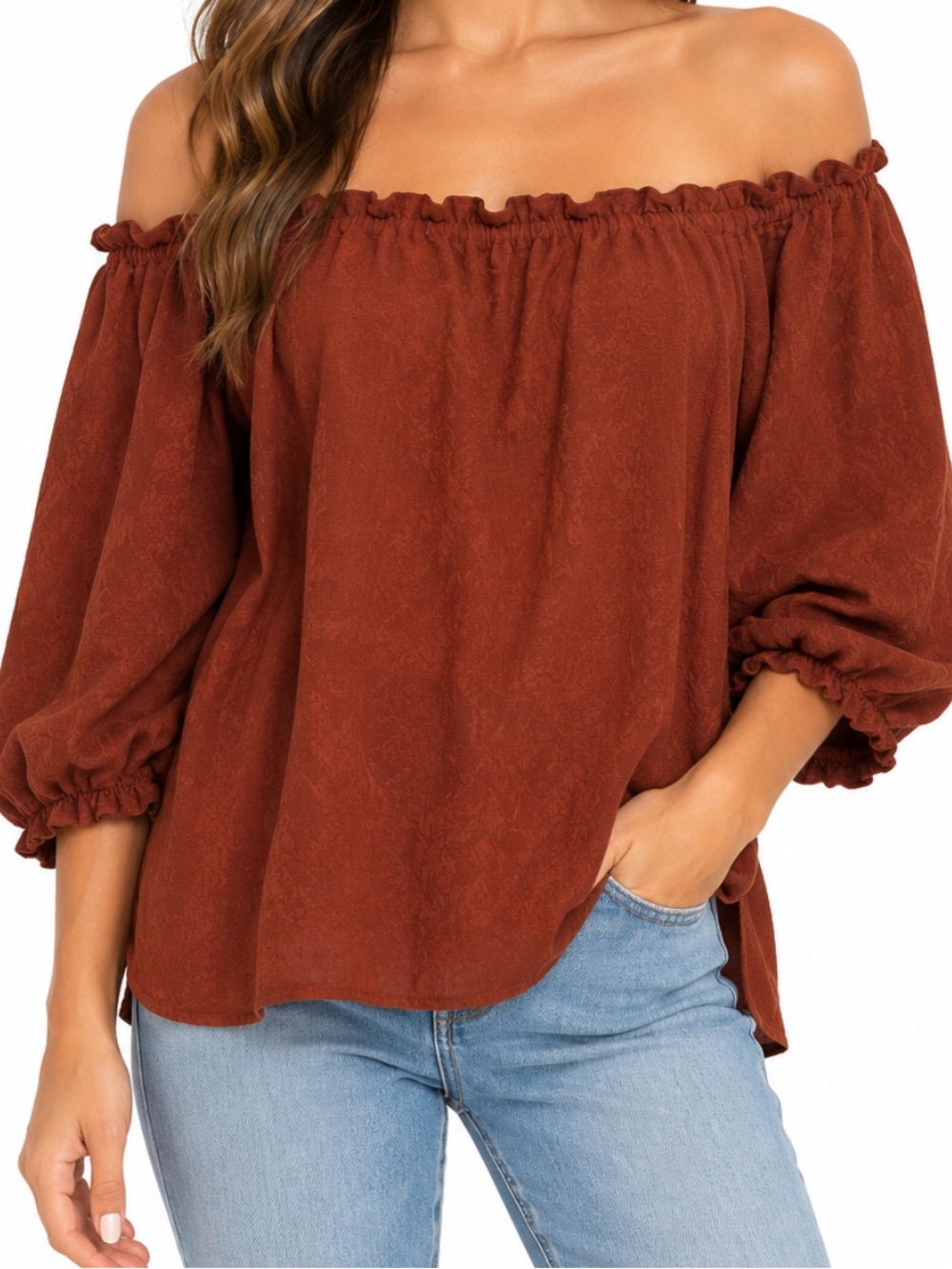 Joe Fresh NWT Burnt Orange Boho Off Shoulder Top Blouse Size XL NEW NWT